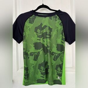 Youth green shirt sleeve performance T